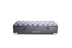 LONG FABRIC BUTTONED STORAGE FOOTSTOOL